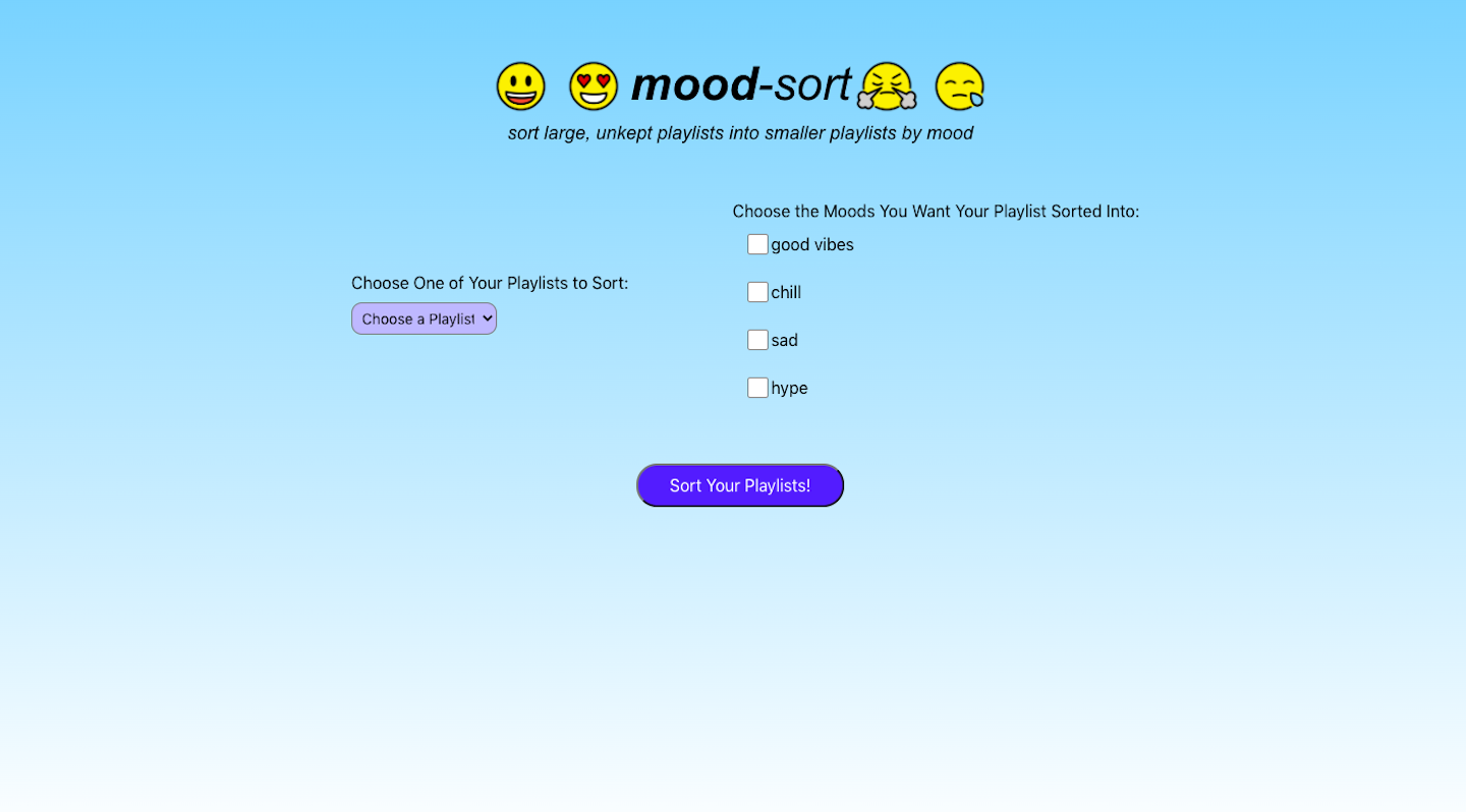 MoodSort Webpage
