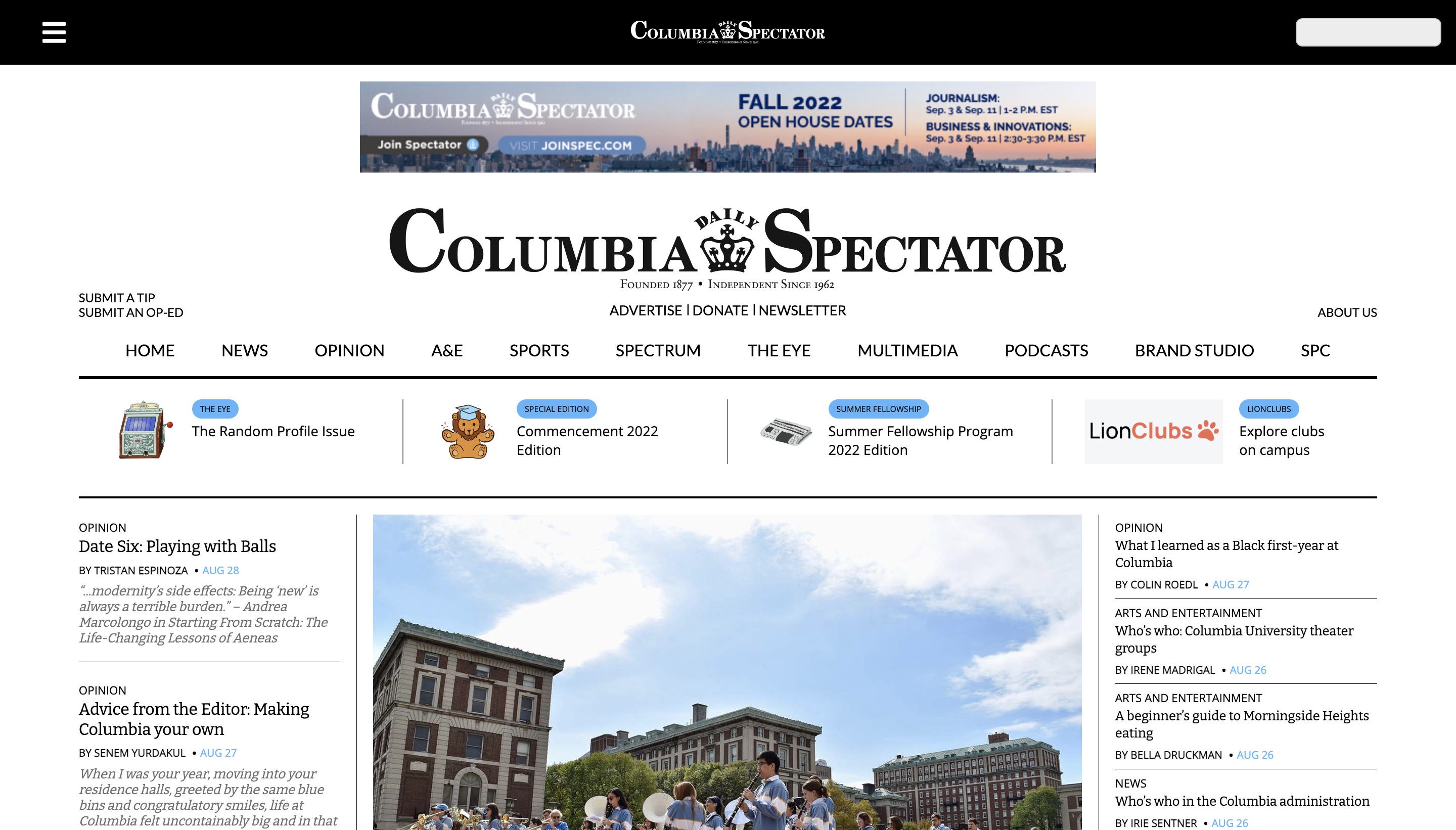 Columbia Daily Spectator Webpage